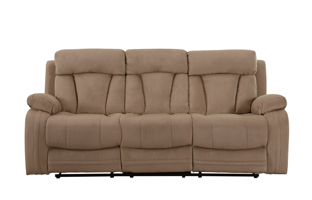 Global United Parsons II Beige Bella Fabric 2-Piece Sofa and Love Seat Set with Recliner Ends – 9760BEI-2PC