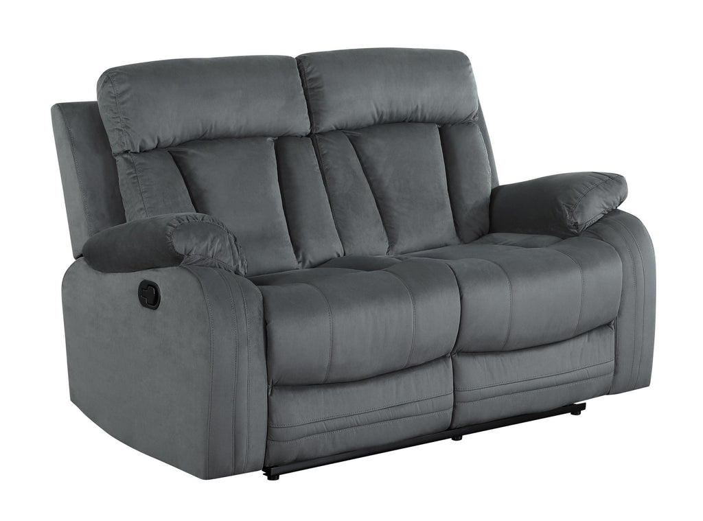 Global United 9760GR-2PC 2 pc Parsons II gray bella fabric sofa and love seat with recliner ends