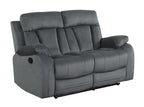 Global United 9760GR-2PC 2 pc Parsons II gray bella fabric sofa and love seat with recliner ends