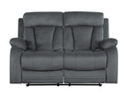 Global United 9760GR-2PC 2 pc Parsons II gray bella fabric sofa and love seat with recliner ends