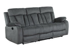 Global United 9760GR-2PC 2 pc Parsons II gray bella fabric sofa and love seat with recliner ends