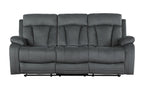 Global United 9760GR-2PC 2 pc Parsons II gray bella fabric sofa and love seat with recliner ends
