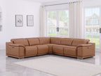 Global United 9762CG-5PC 5 pc DivanItalia cognac italian leather power reclining sectional sofa adjustable headrests