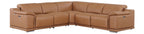 Global United 9762CG-5PC 5 pc DivanItalia cognac italian leather power reclining sectional sofa adjustable headrests