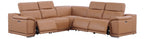 Global United 9762CG-5PC 5 pc DivanItalia cognac italian leather power reclining sectional sofa adjustable headrests