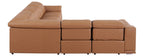 Global United 9762CG-5PC 5 pc DivanItalia cognac italian leather power reclining sectional sofa adjustable headrests