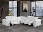 Global United 9762WH-5PC 5 pc DivanItalia white italian leather power reclining sectional sofa adjustable headrests