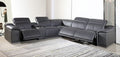 Global United 9762GY-6PC 6 pc DivanItalia gray italian leather power reclining sectional sofa adjustable headrests