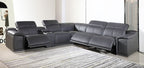 Global United 9762GY-6PC 6 pc DivanItalia gray italian leather power reclining sectional sofa adjustable headrests