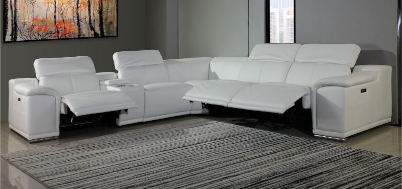 Global United 2679BYO-Custom  White, Black, Light grey, Dark grey, Beige Genuine leather power reclining modular sectional pieces custom configuration