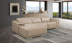 DivanItalia Beige Italian Leather 3-Piece Power Reclining Sectional with Chaise – 9762BEI-3PC-CH