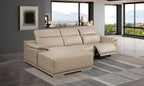 DivanItalia Beige Italian Leather 3-Piece Power Reclining Sectional with Chaise – 9762BEI-3PC-CH