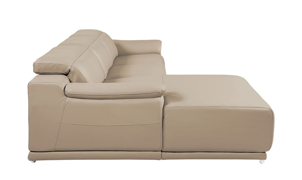 DivanItalia Beige Italian Leather 3-Piece Power Reclining Sectional with Chaise – 9762BEI-3PC-CH