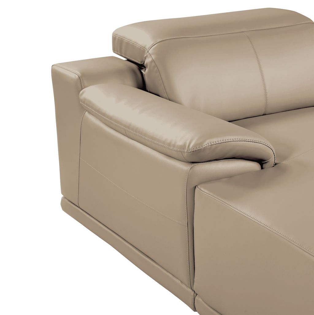 DivanItalia Beige Italian Leather 3-Piece Power Reclining Sectional with Chaise – 9762BEI-3PC-CH