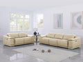 Global United 9762BG-2PC 2 pc DivanItalia beige italian leather power reclining sofa and love seat adjustable headrests