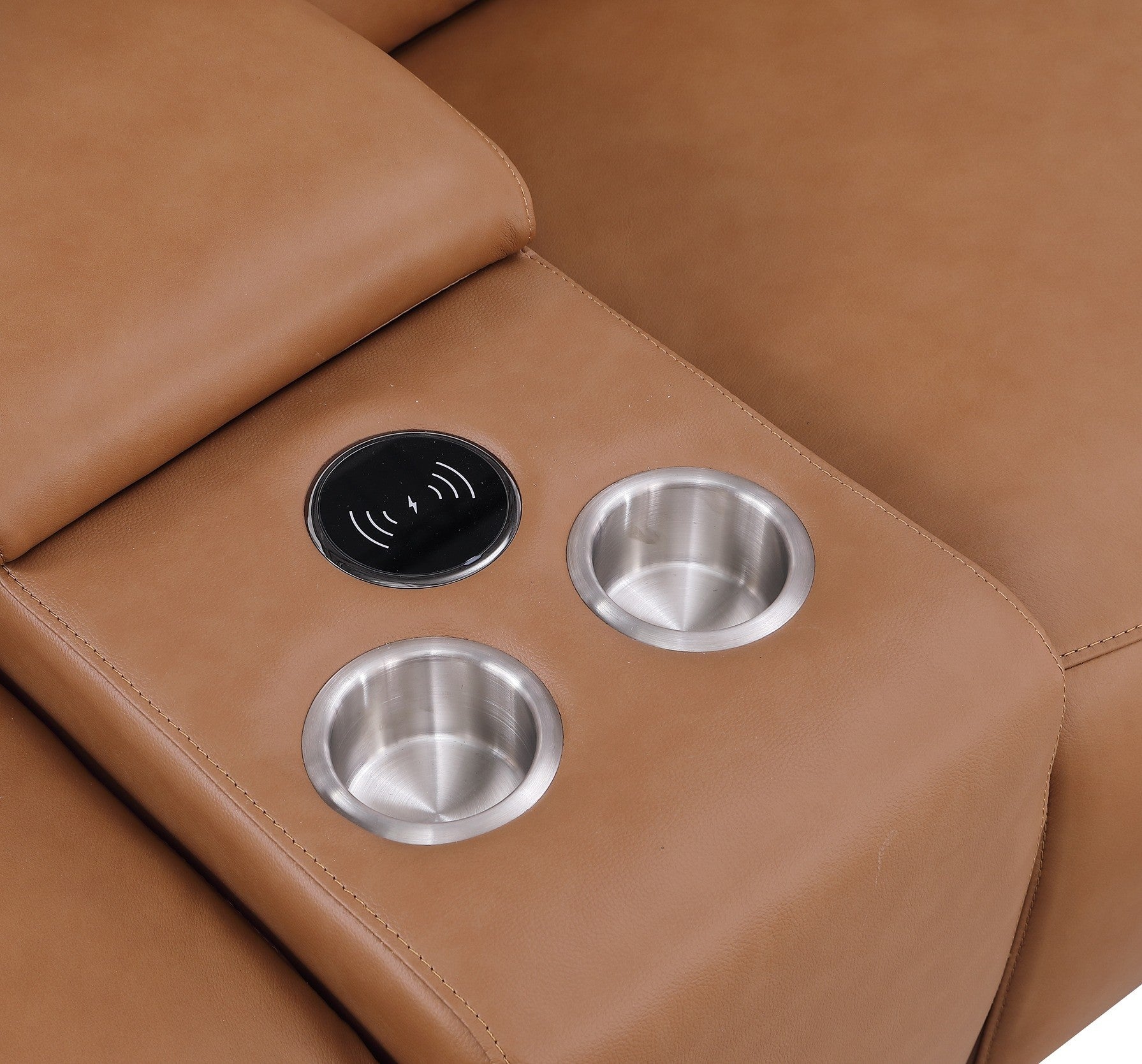 Global United 9762CG-6PC 6 pc DivanItalia cognac italian leather power reclining sectional sofa adjustable headrests