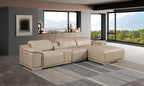 DivanItalia Beige Italian Leather 4-Piece Power Reclining Sectional with Chaise – 9762BEI-4PC-CH