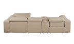 DivanItalia Beige Italian Leather 4-Piece Power Reclining Sectional with Chaise – 9762BEI-4PC-CH