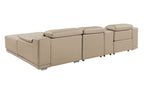 DivanItalia Beige Italian Leather 4-Piece Power Reclining Sectional with Chaise – 9762BEI-4PC-CH