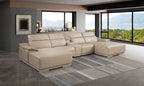 DivanItalia Beige Italian Leather 5-Piece Sectional Sofa with Double Chaise – 9762BG-5PC-2CH