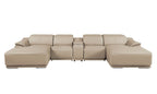 DivanItalia Beige Italian Leather 5-Piece Sectional Sofa with Double Chaise – 9762BG-5PC-2CH