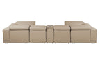 DivanItalia Beige Italian Leather 5-Piece Sectional Sofa with Double Chaise – 9762BG-5PC-2CH