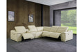 Global United 2679BG-6PC 6 pc Beige Genuine leather power reclining sectional sofa adjustable headrests