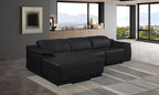 DivanItalia Black Italian Leather 3-Piece Power Reclining Sectional with Chaise – 9762BLK-3PC-CH