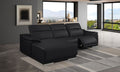 DivanItalia Black Italian Leather 3-Piece Power Reclining Sectional with Chaise – 9762BLK-3PC-CH