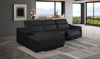 DivanItalia Black Italian Leather 3-Piece Power Reclining Sectional with Chaise – 9762BLK-3PC-CH