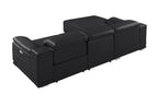 DivanItalia Black Italian Leather 3-Piece Power Reclining Sectional with Chaise – 9762BLK-3PC-CH