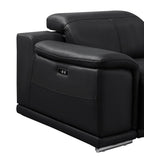 DivanItalia Black Italian Leather 3-Piece Power Reclining Sectional with Chaise – 9762BLK-3PC-CH