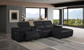 DivanItalia Black Italian Leather 4-Piece Power Reclining Sectional with Chaise – 9762BLK-4PC-CH