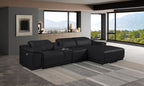 DivanItalia Black Italian Leather 4-Piece Power Reclining Sectional with Chaise – 9762BLK-4PC-CH