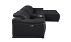 DivanItalia Black Italian Leather 4-Piece Power Reclining Sectional with Chaise – 9762BLK-4PC-CH