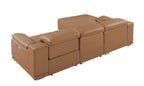 DivanItalia Cognac Italian Leather 3-Piece Power Reclining Sectional with Chaise – 9762CG-3PC-CH