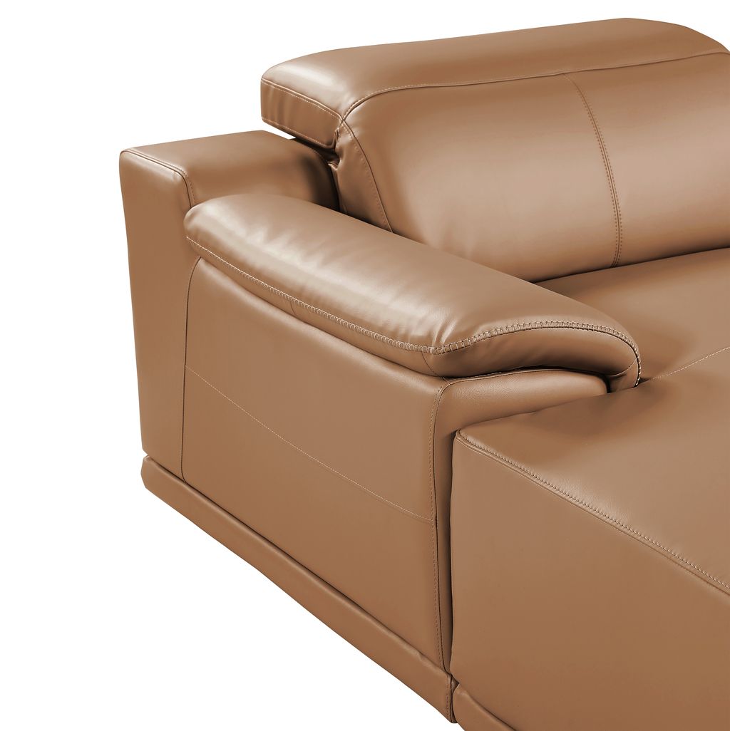 DivanItalia Cognac Italian Leather 3-Piece Power Reclining Sectional with Chaise – 9762CG-3PC-CH