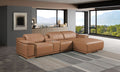 DivanItalia Cognac Italian Leather 4-Piece Power Reclining Sectional with Chaise – 9762CG-4PC-CH