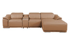 DivanItalia Cognac Italian Leather 4-Piece Power Reclining Sectional with Chaise – 9762CG-4PC-CH