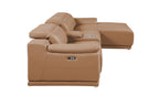 DivanItalia Cognac Italian Leather 4-Piece Power Reclining Sectional with Chaise – 9762CG-4PC-CH
