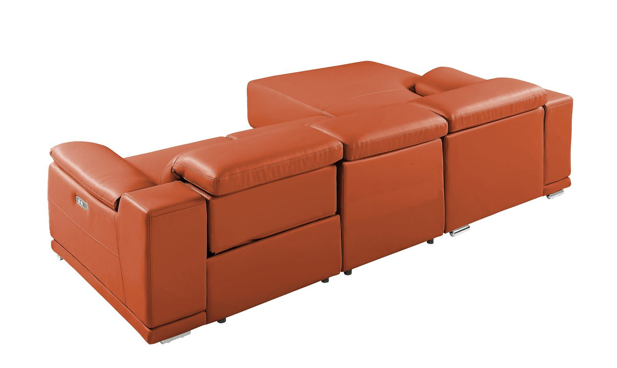 DivanItalia Camel Italian Leather 3-Piece Power Reclining Sectional with Chaise – 9762CM-3PC-CH