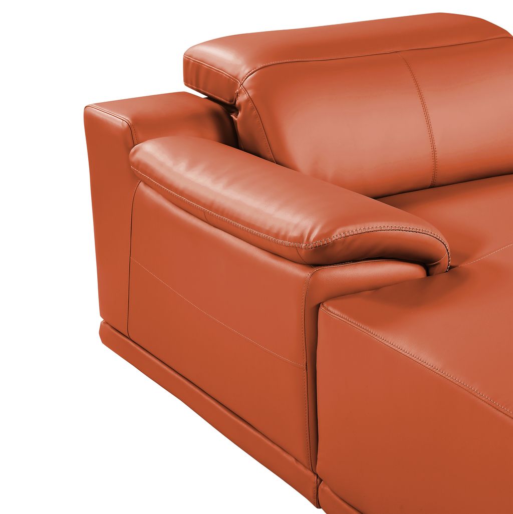 DivanItalia Camel Italian Leather 3-Piece Power Reclining Sectional with Chaise – 9762CM-3PC-CH