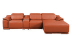 DivanItalia Camel Italian Leather 4-Piece Power Reclining Sectional with Chaise – 9762CM-4PC-CH