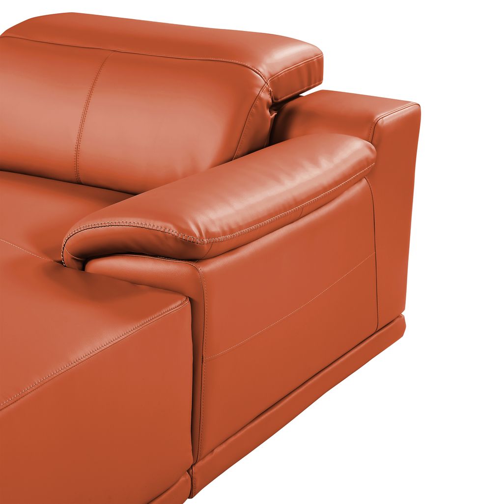 DivanItalia Camel Italian Leather 4-Piece Power Reclining Sectional with Chaise – 9762CM-4PC-CH