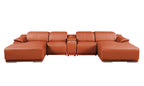 DivanItalia Camel Italian Leather 5-Piece Sectional Sofa with Double Chaise – 9762CM-5PC-2CH