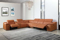 Global United 9762CM-7PC 7 pc DivanItalia camel italian leather power reclining sectional sofa adjustable headrests