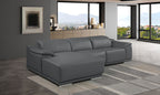 DivanItalia Dark Grey Italian Leather 3-Piece Power Reclining Sectional with Chaise – 9762DG-3PC-CH