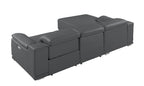 DivanItalia Dark Grey Italian Leather 3-Piece Power Reclining Sectional with Chaise – 9762DG-3PC-CH