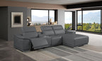 DivanItalia Dark Grey Italian Leather 4-Piece Power Reclining Sectional with Chaise – 9762DG-4PC-CH