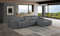 DivanItalia Dark Grey Italian Leather 4-Piece Power Reclining Sectional with Chaise – 9762DG-4PC-CH